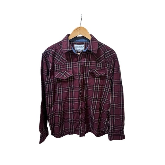 Cody James Other - Cody James Mens Red/White Plaid Regular Fit Western Snaps Long Sleeve Shirt mt15